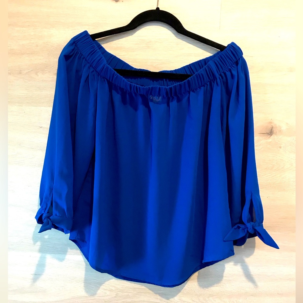 Womens Japna Blue chiffon Off The Shoulder Top /Blouse